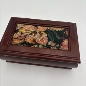 Floral Tapestry Wooden Jewelry Box